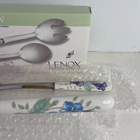 NIB Lenox Butterfly Meadow 2 Piece Serving Set Spoon and Slotted Spoon - Picture 4 of 11